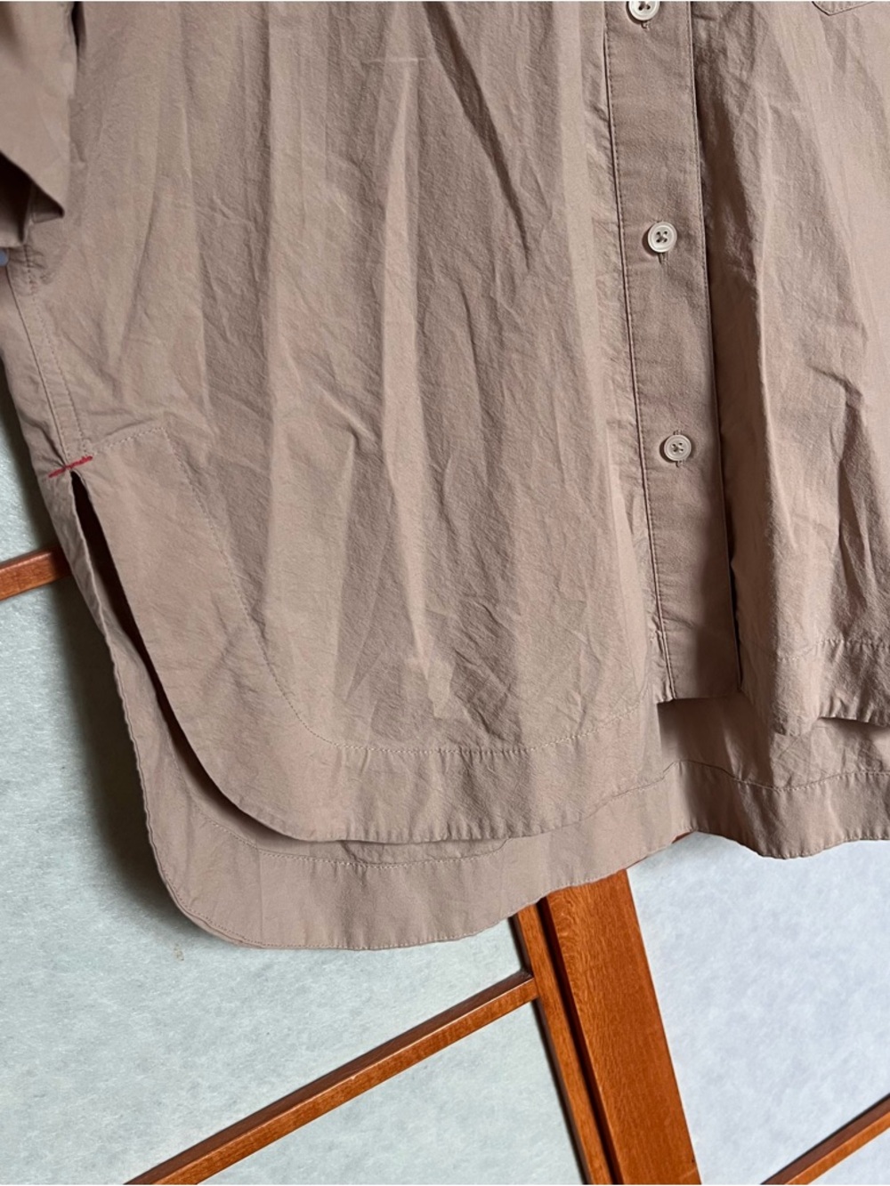 Madewell Poplin Oversized Boxy Button Up Short Sleeve Tan Top - Picture 5 of 7